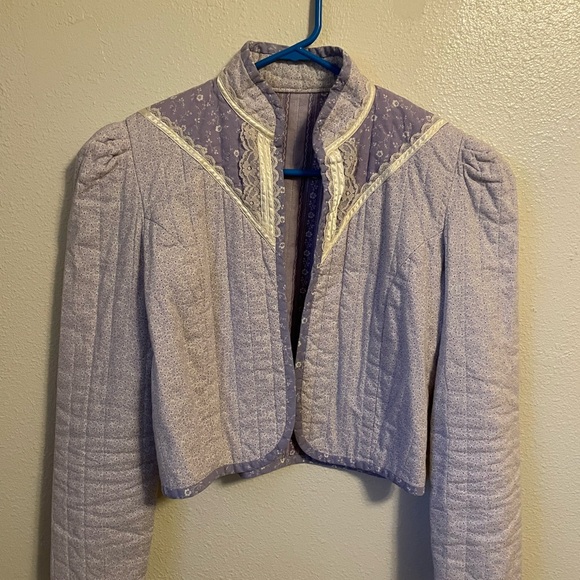 Handmade Jackets & Blazers - Lavender Quilted Women's Blazer with Lace Trim